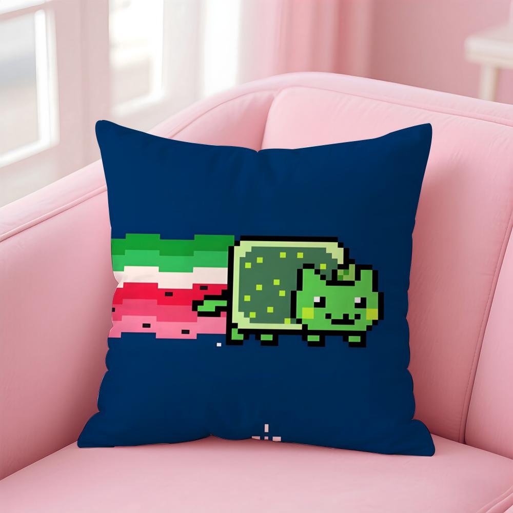 Nyan Cat Cushion Cover Home & Car Multi-Scene Pillow Cover - Reversible, Soft & Durable for Daily Use