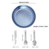 Camping Plate with 3 PCS Suit Integrated Tableware Titanium Plate BBQ Plates Metal Camping Plates