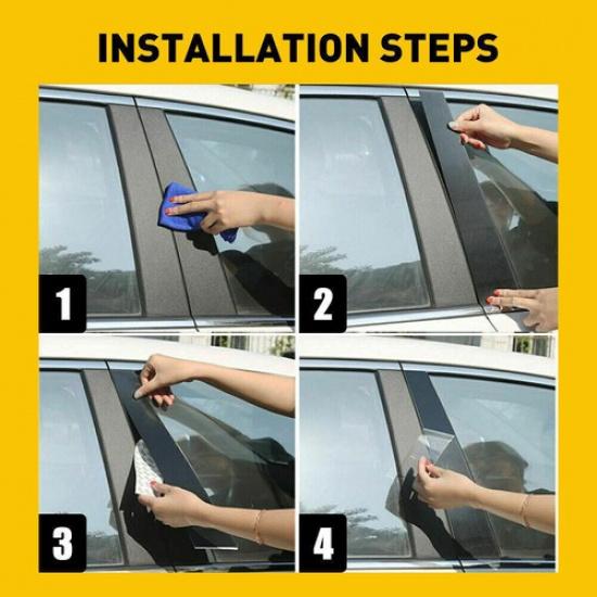 For Honda CR-V 2007-11 Gloss Black Pillar Posts Covers Window Door Moulding Trim