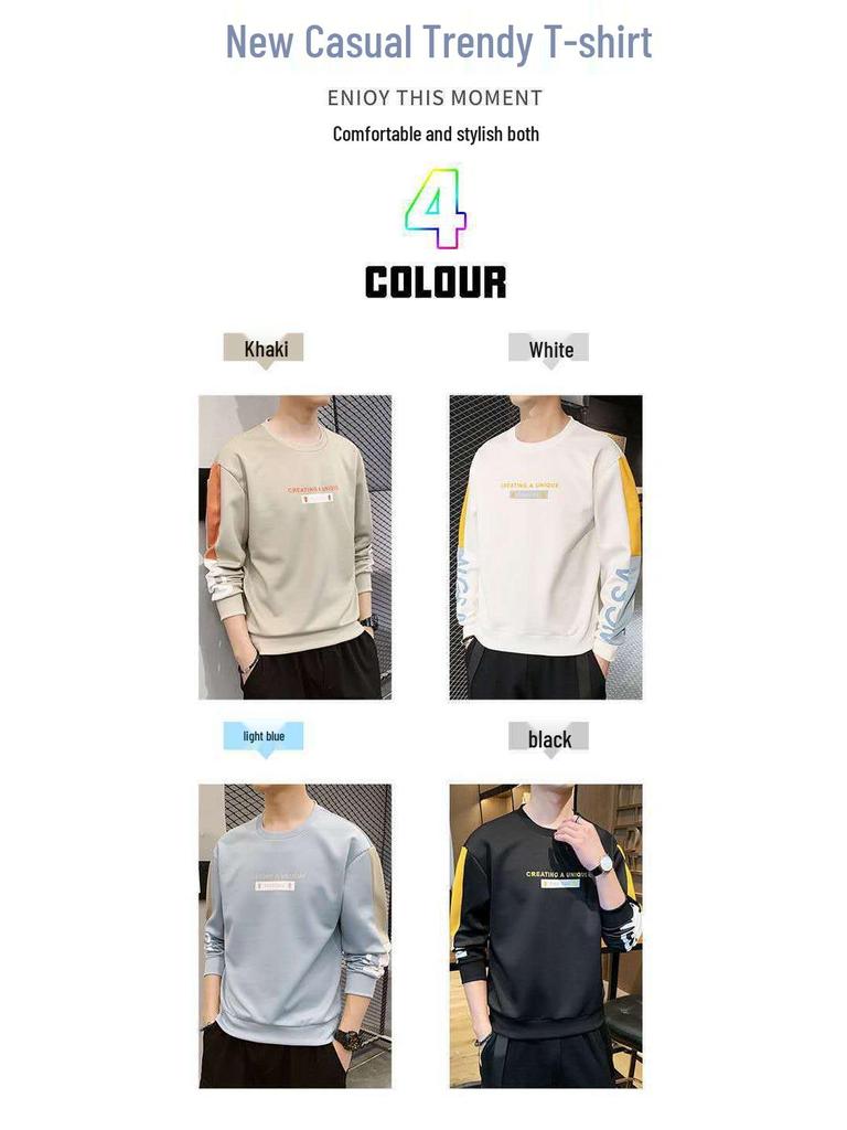 Men's Spring/Autumn Korean Style Long Sleeve Sweatshirt - Casual Youth Trend Top