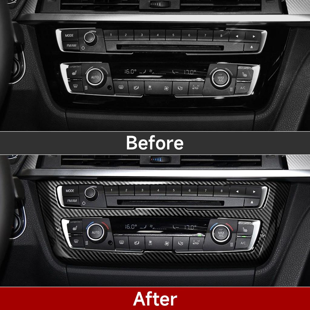 For BMW F30 F31 F34 3GT F32 F33 F36 Center Console CD/Volume Knob Adjust Panel Cover Trim Accessories, Carbon Fiber ABS Sticker
