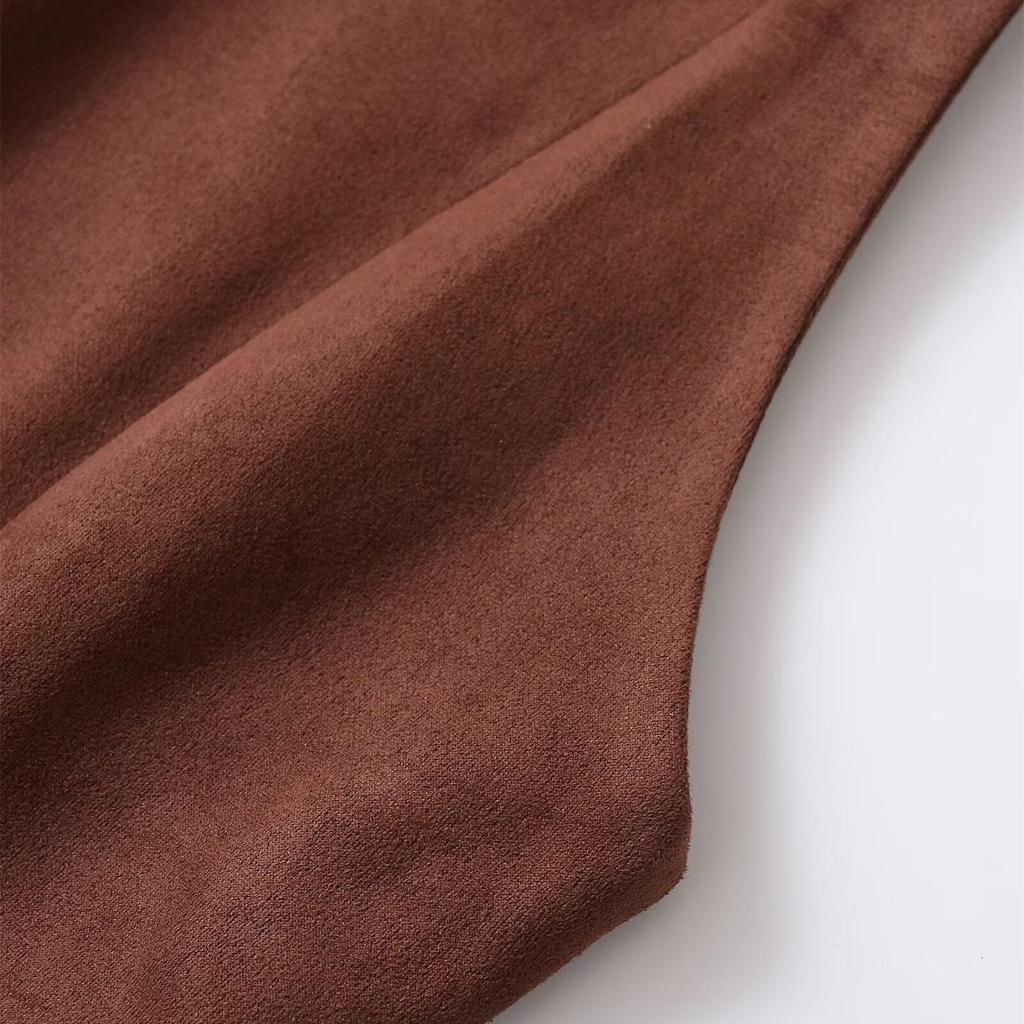 Spring 2025 Women’s Suede Sleeveless Vest with Flap Detail