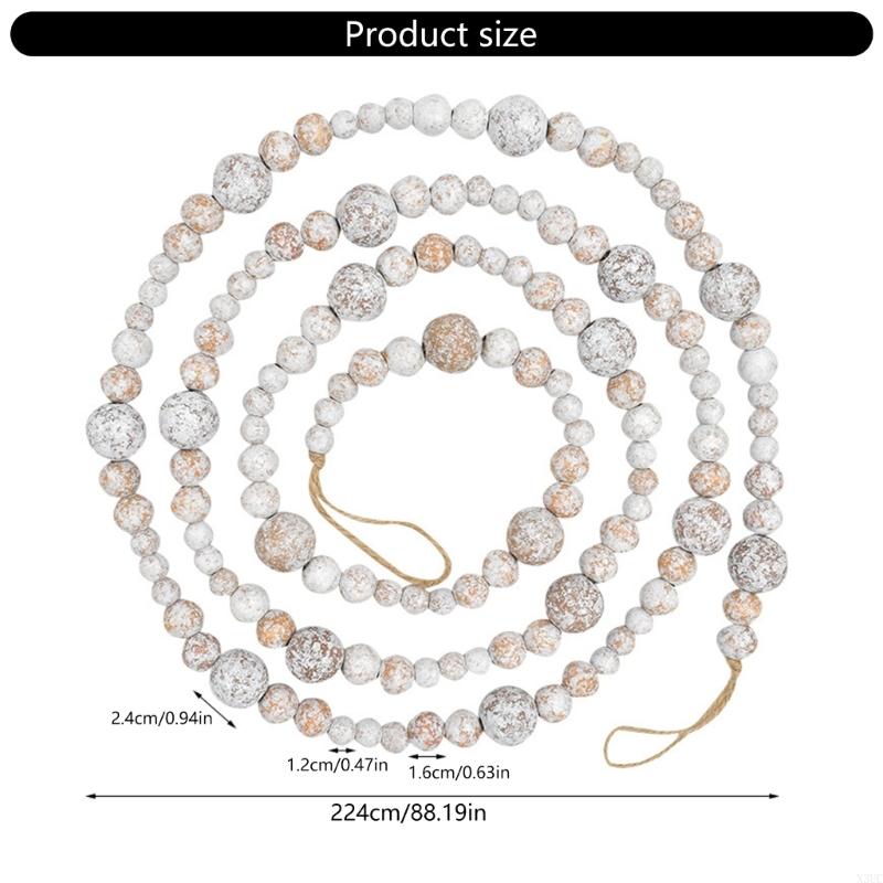 Wooden Beaded Festival Garland For Christmas Tree Wreath Mantels Staircase Wall X3UC
