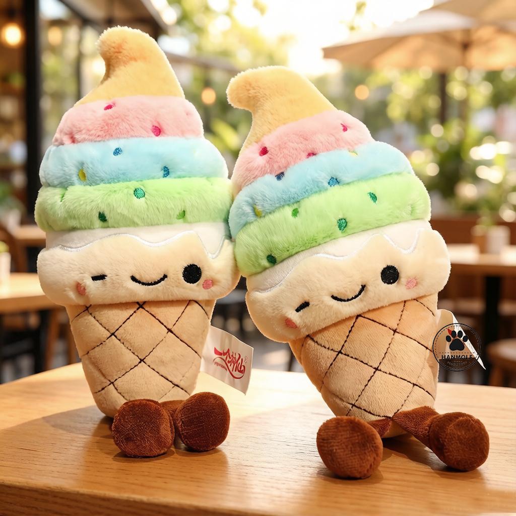 Sommer Eiswaffel Plüschtier Stoffpuppe Menschliche Figur Lachend Niedliches Essens-Plüschtier Requisit Beruhigendes Geschenk