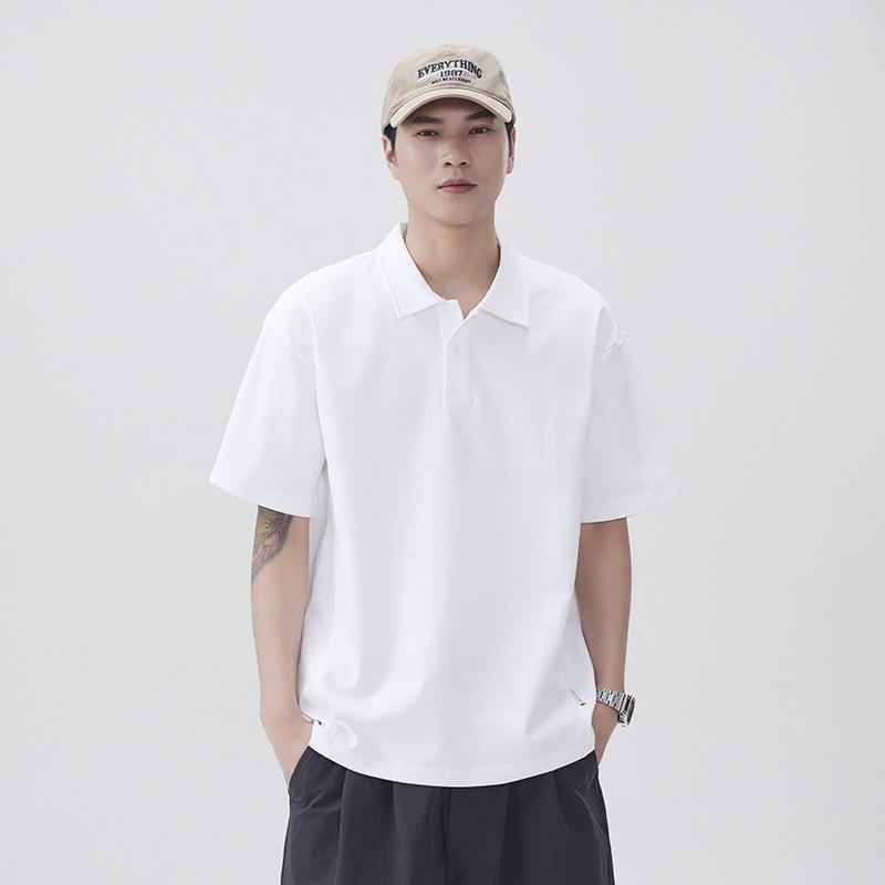 Latest Summer Japanese Literary 260g Comfortable Fit Texture Polo Neck Stylish T-shirt M