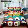 Japanese Sushi King Queen Duvet Cover Little Cat Bedding Set Novelty Cartoon Pet Animal Japan Food White Polyester Quilt Cover
