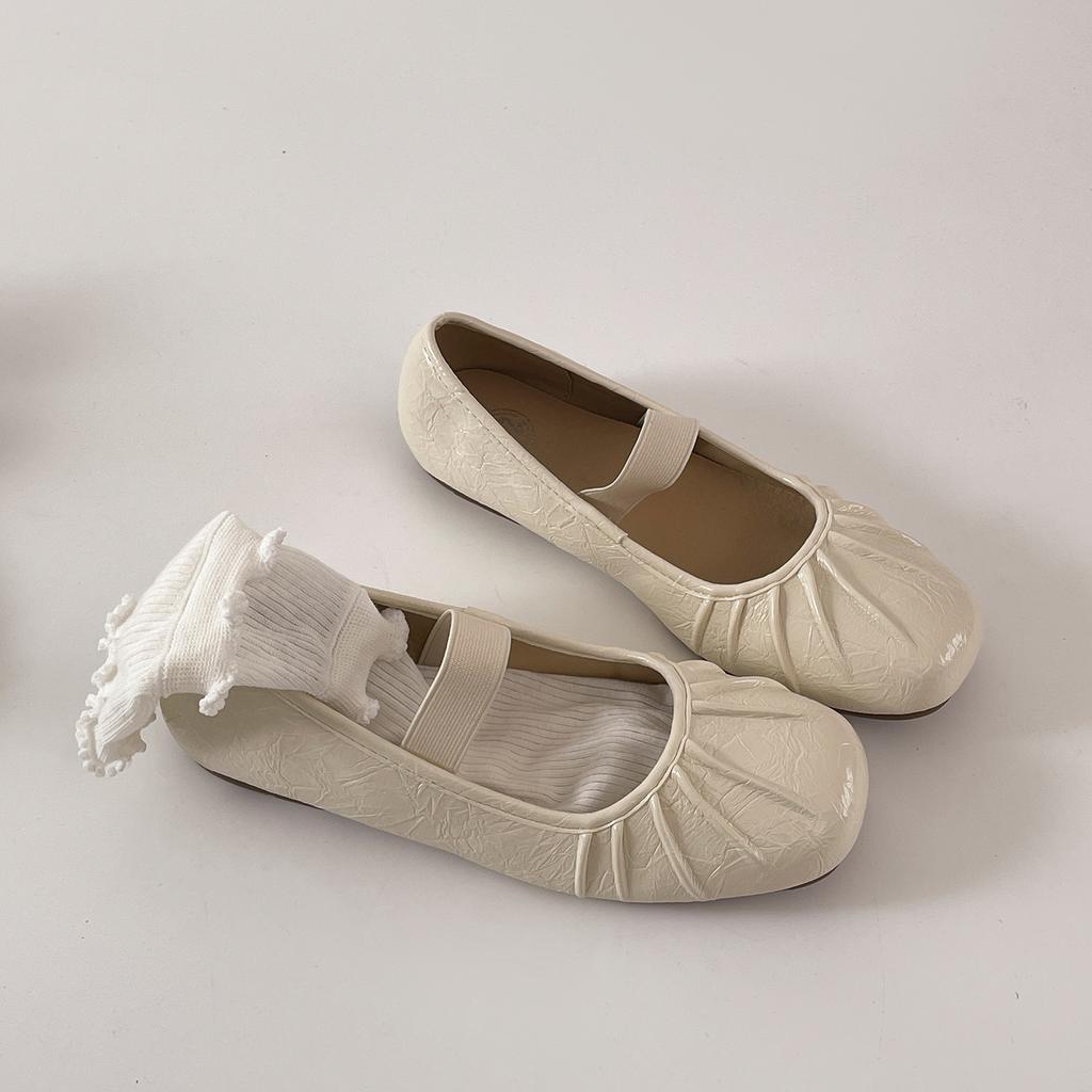 Retro Silver French Round Head Flat Bottom Light Mouth Single Shoes Women's 2025 New Summer Skirt Versatile Mary Jane Shoes