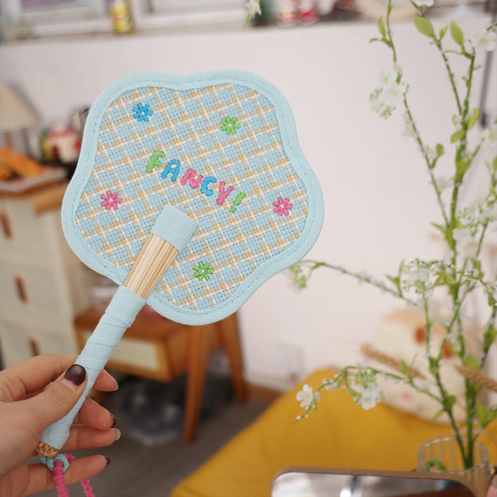 Handmade Hand Cranked Fan Handheld Summer Cooling Fan Compact Cute Woven Fan  Summer Use