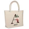 Sac de plage - PLANETEE - isotherme Alexia Lettre Fleur - Coton - Grande contenance - Imprimé en France