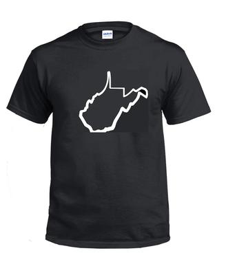 West Virginia Umriss T-Shirt Tee Shirt Baumwolle WV Schwarz Weiß Lustig S - 5XL