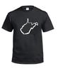 West Virginia Outline T-Shirt Tee Shirt Cotton WV Black White Funny S - 5XL