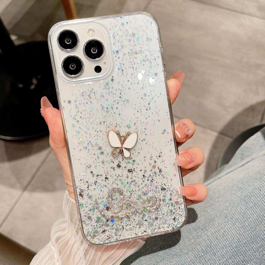 Applicable To Apple 13 15Promax Butterfly Glitter Mobile Phone Case iPhone12 XSAMX Epoxy Protective Case 14
