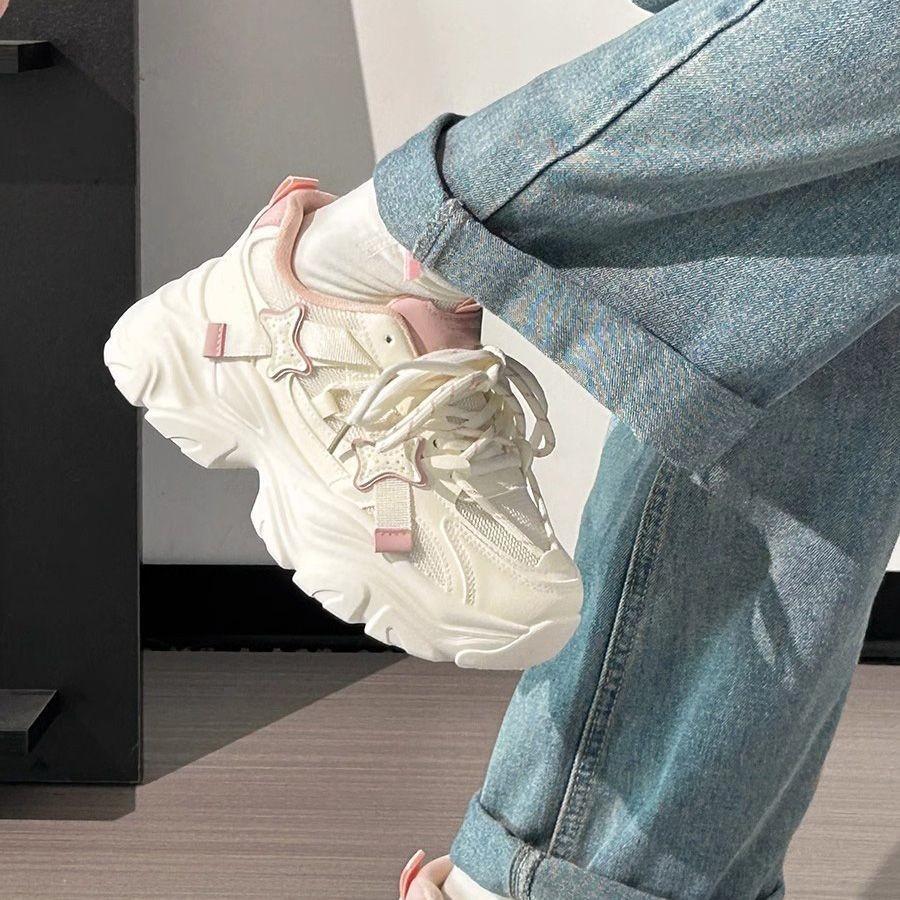 Sakura pink dad shoes women's autumn new versatile casual niche breathable thick-soled fashion commuter sports shoes