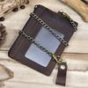 Genuine Leather Card Purse Men Women ID Credit Zipper Mini Coin Purse Wallet With iron Key Chains Men's Small Wallet For Tickets
