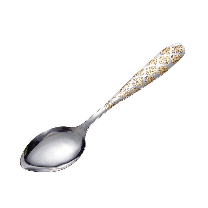 Stainless Steel Feather Pattern Spoon & Fork Set for Western Food