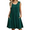 Damen Sommer Neues bedrucktes Tanktop Lockeres Kleid mit Tasche