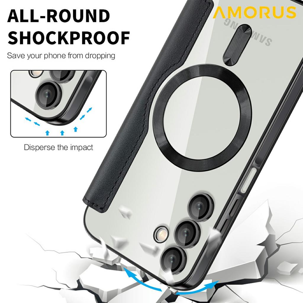 For Samsung Galaxy A15 4G/5G Case Compatible with MagSafe RFID Blocking Card Holder Leather Phone Cover