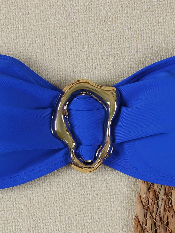 A18 Sexy European & American Solid Color Bandeau Bikini Set