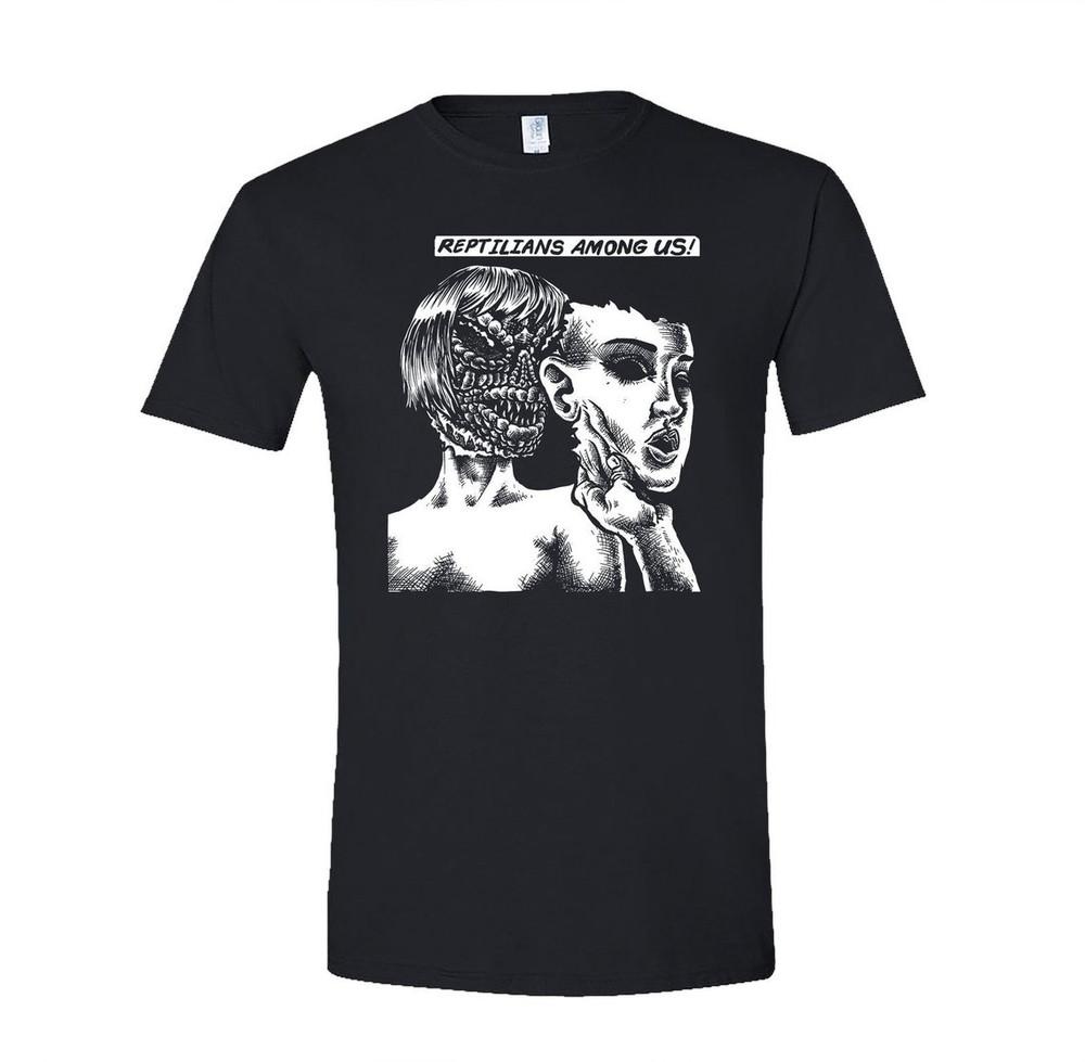 REPTILIANS AMONG US Shirt Ufo ancient aliens Anunnaki david icke Unisex Tee Unisex T-Shirt XL