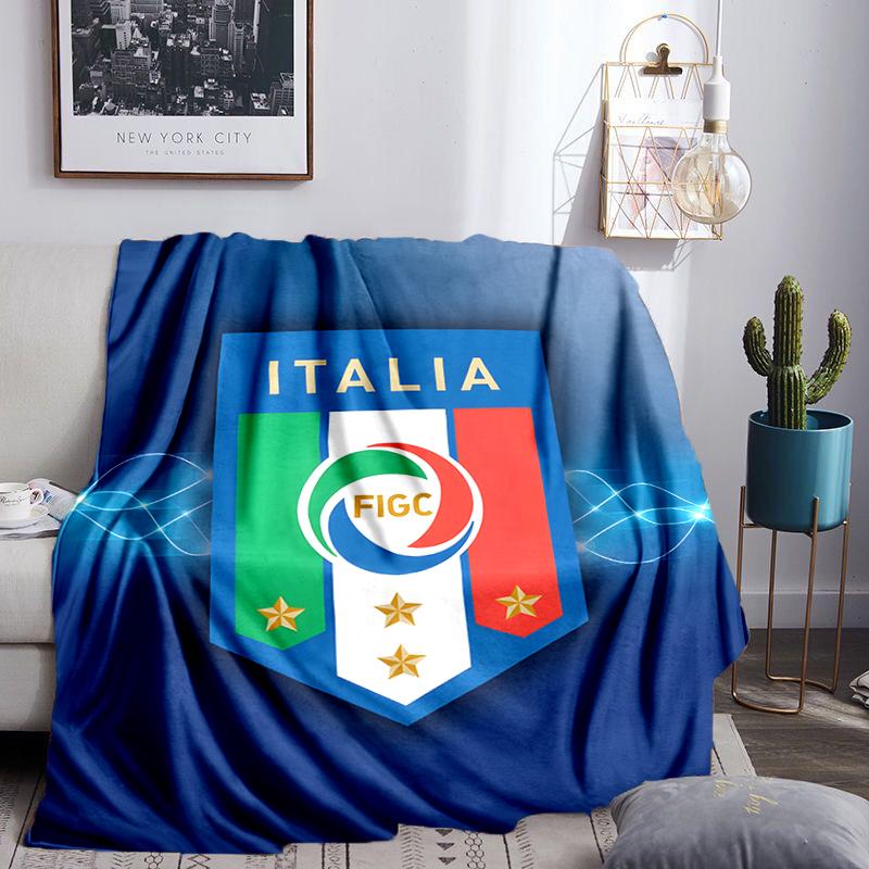 Italy Football Crest Blanket Flannel Throw for Sofa, Indoor, Camping, Living Room, Office, Chair, And Bed Soft Birthday Gift