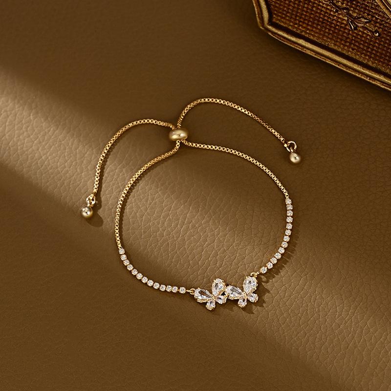 Elegant Zirconia Butterfly Bracelet - Adjustable Pull-String Design for Women (2025)