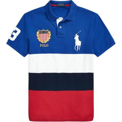 Polo Color Block Zahlenlogo Big Pony Logo Poloshirt Herren Poloshirts Blau 710800514-001