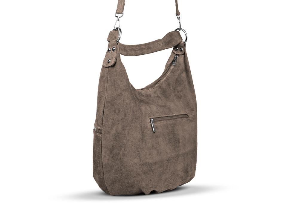 Torba Skórzana Vera Pelle Derka Zamszowa Taupe