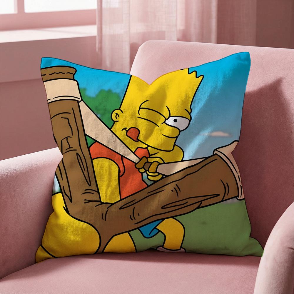 T-The Simpsons CARTOON Cushion Cover Multi-Scene Pillow Cover for Home & Car - Reversible, Soft & Durable for Daily Use