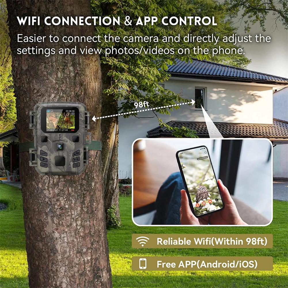 Outdoor Wifi Hunting Trail Camera 20MP 1080P Wildlife Tracking Camera IP65 Night Vision Waterproof Trap Camera