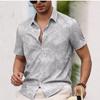 Camisa Masculina de Manga Curta com Botões Estampa Folha de Palmeira Tropical 2026, Camisa Casual de Verão Estilo Praia Casual