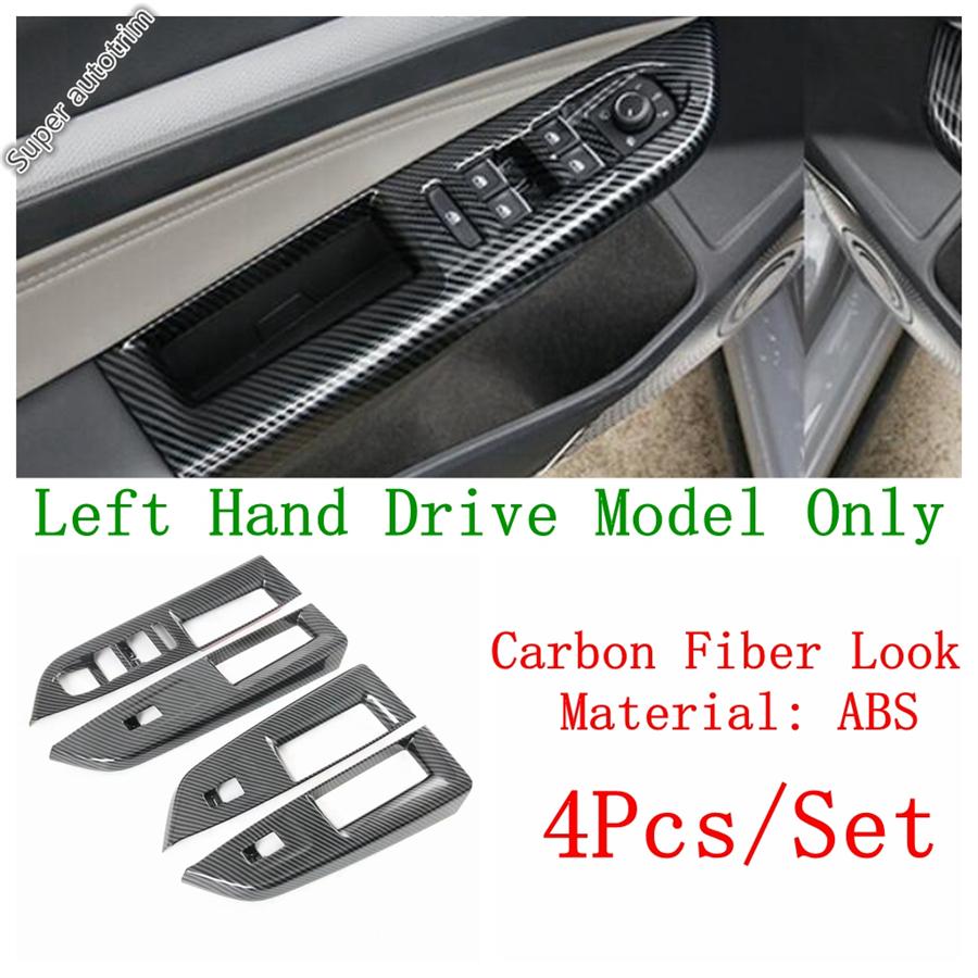 LHD Car Door Armrest Window Glass Lift Button Knob Cover Trim Carbon Fiber Accessories For VW Volkswagen Golf 8 MK8 - 2025