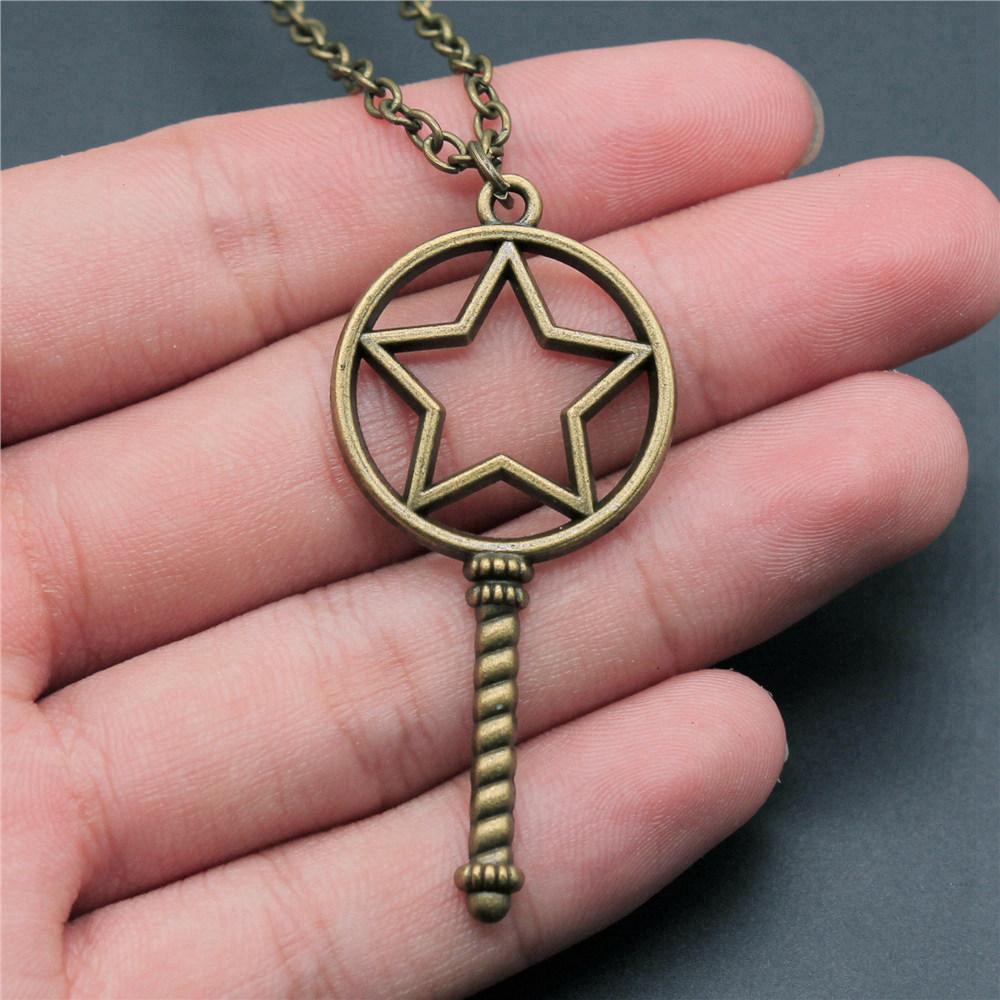 Openwork Resin Photo Frame Geometric Keys Pendant Antique Bronze Silver Metal Friend Collar Necklace