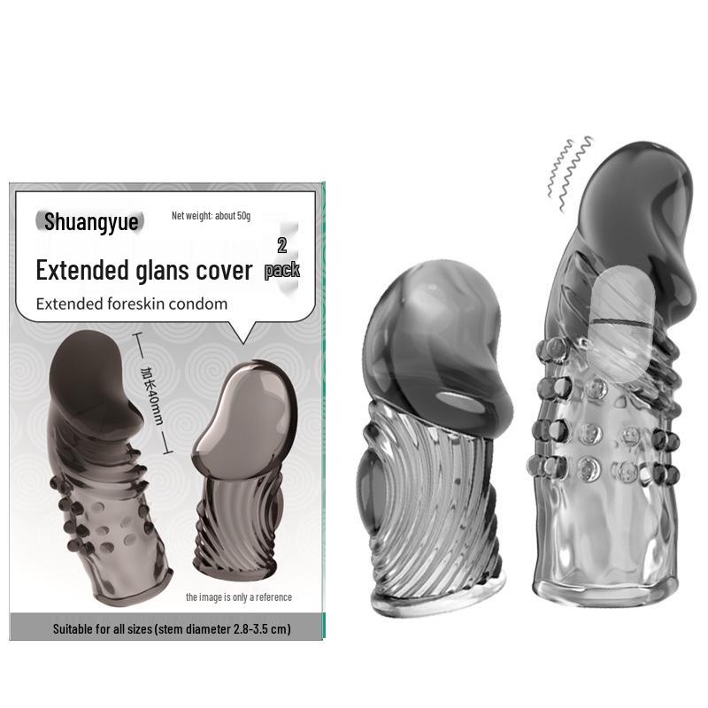 Bardzo długi przezroczysty pokrowiec na żołądź i pierścień opóźniający dla mężczyzn: Wzmacnianie Męskości i Pogrubianie Zabawka Seksualna
