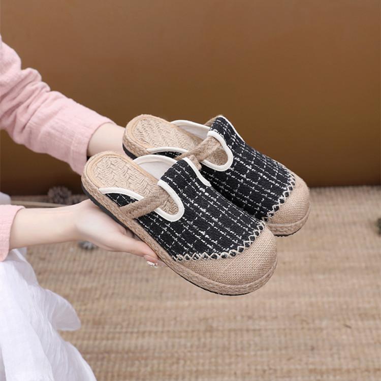 

2024The New Breathable Cotton Linen Canvaswomen Shoes Cotton Linen Slippers Summer Women Shoes Sandals Zapatos De Mujer 40