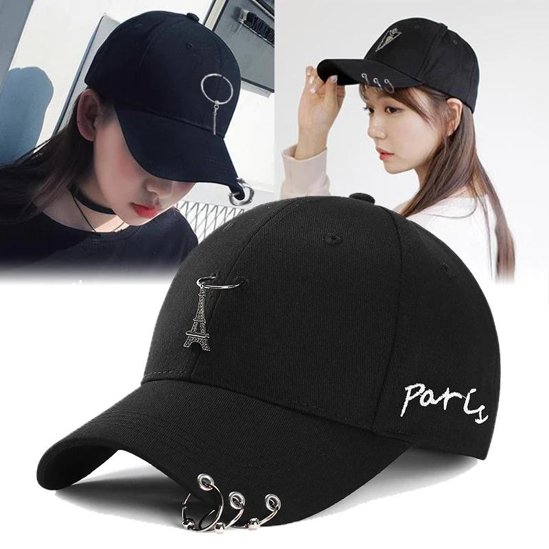 Dad Hat Creative Piercing Ring Baseball Cap Punk Hip Hop Caps Cotton Adult Casual Solid Adjustable Unisex Caps