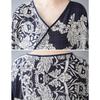 DIMANAF 2025 Summer Women Plus Size Long Dress V-Neck Floral Basic Casual Loose Vintage Pleated Dress Maxi