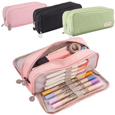 Large Capacity Pencil Pouch 3 Compartment Multifunctional Pen Bag For Girls Boy School Student Office Stationery Organizer