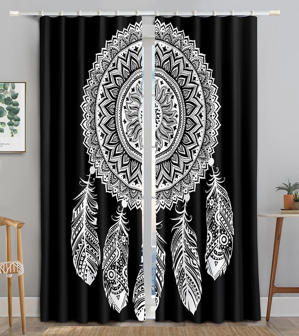 

Ready-made Luxry Dream Catcher Sunshade Lightweight Window Panel Drapes For Children Bedroom Living Room Bathroom Kicthen Door Hall Home2Pieces W50 X H130(CM)X2&Hook