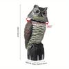 Realistic Fake Owl Decoy with Rotating Head - Black & Yellow Striped Bird Deterrent Sculpture for Garden, Yard, and Outdoor Use, Garden Bird Deterrent
