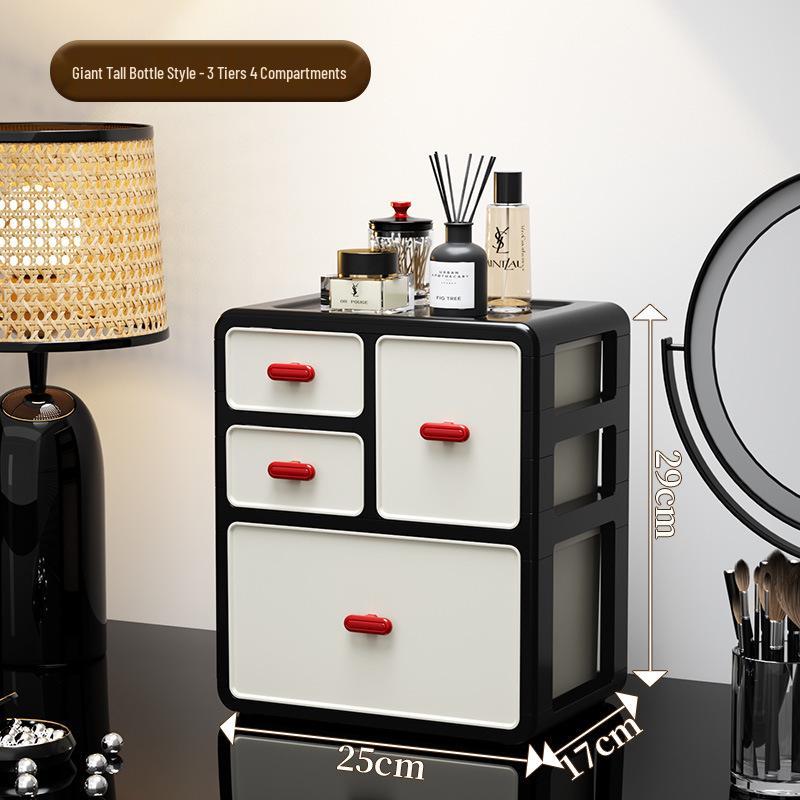 Retro-Style Plastic Cosmetic Storage Cabinet with Drawers