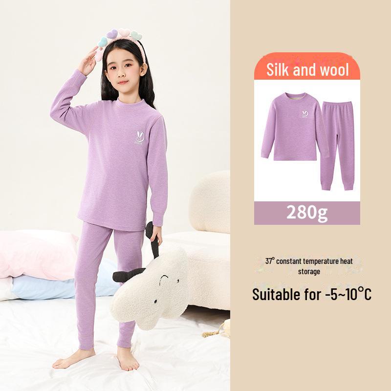 Sous-vêtements d'automne/hiver pour enfants: Ensemble de pyjama chaud de couche de base pour enfants - Vêtement d'intérieur sans coutures comprenant haut et bas