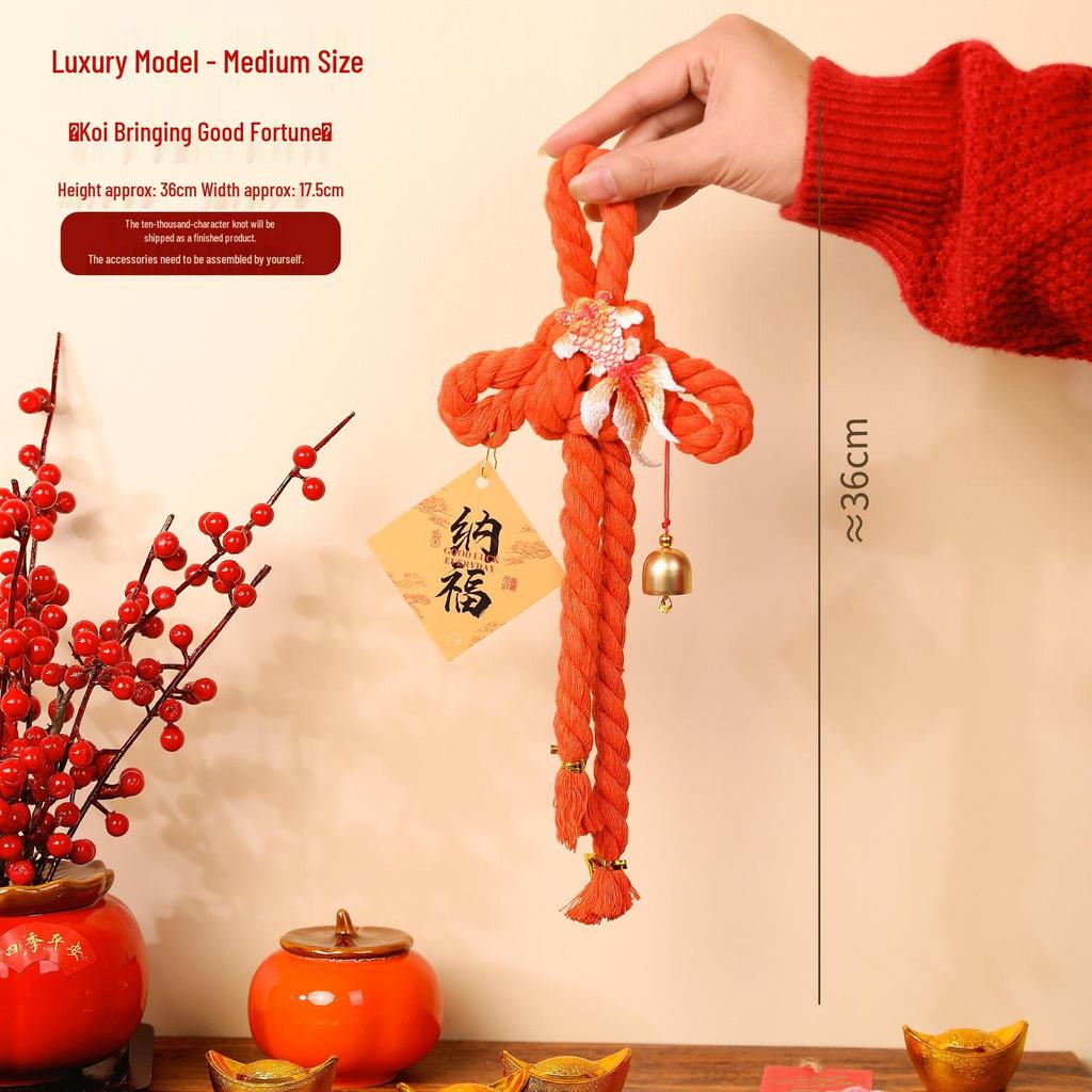 2026 Year of the Horse Spring Festival Chinese Knot Door Hanger - Wanzi Knot Ornament for Festive Atmosphere