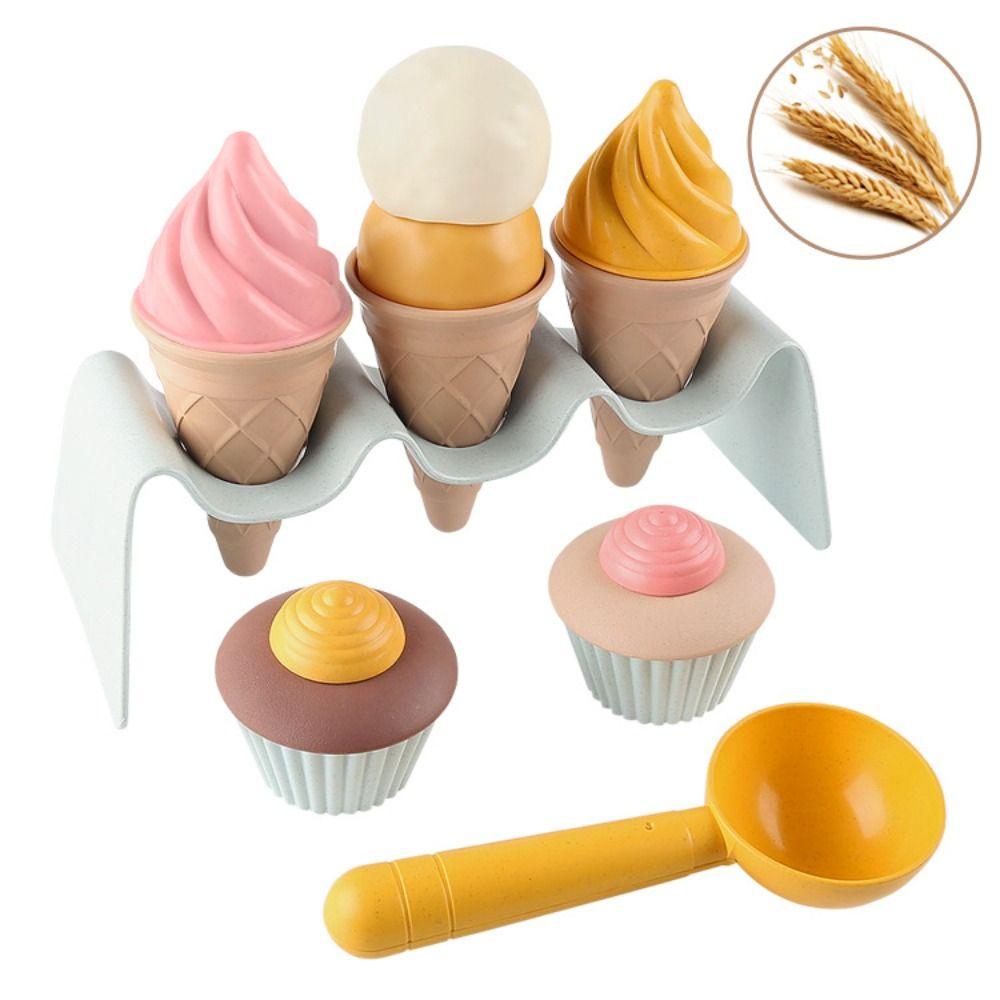Wheat Straw Ice Cream Model Toy Pretend Play Simulation Ice Cream Outdoor   Home DIY