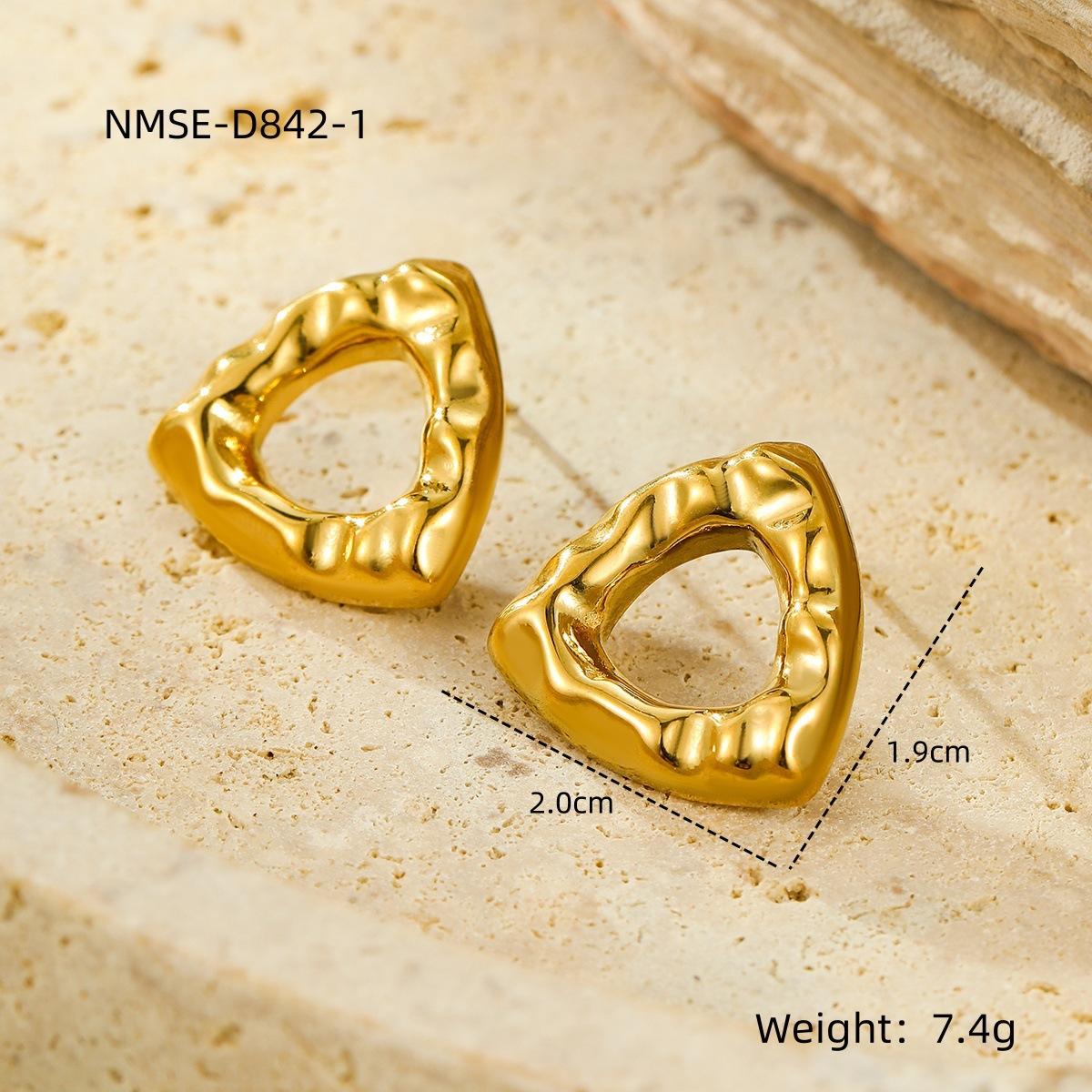 GEMCHIC Women s 18K Gold Plated Hollow Stainless Steel Earrings Vintage Textured Studs for Women