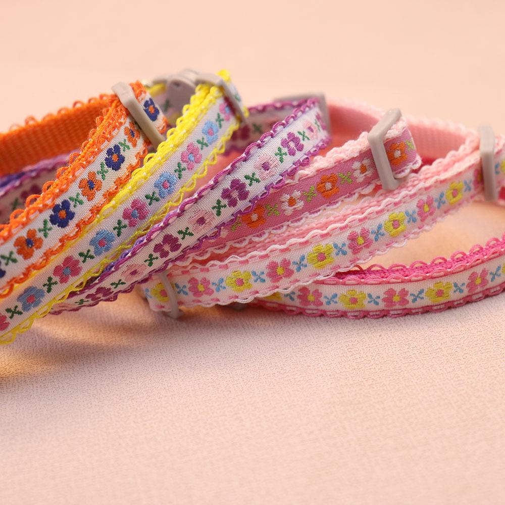Floral Pet Collar with Safety Buckle & Bell for Dogs & Cats