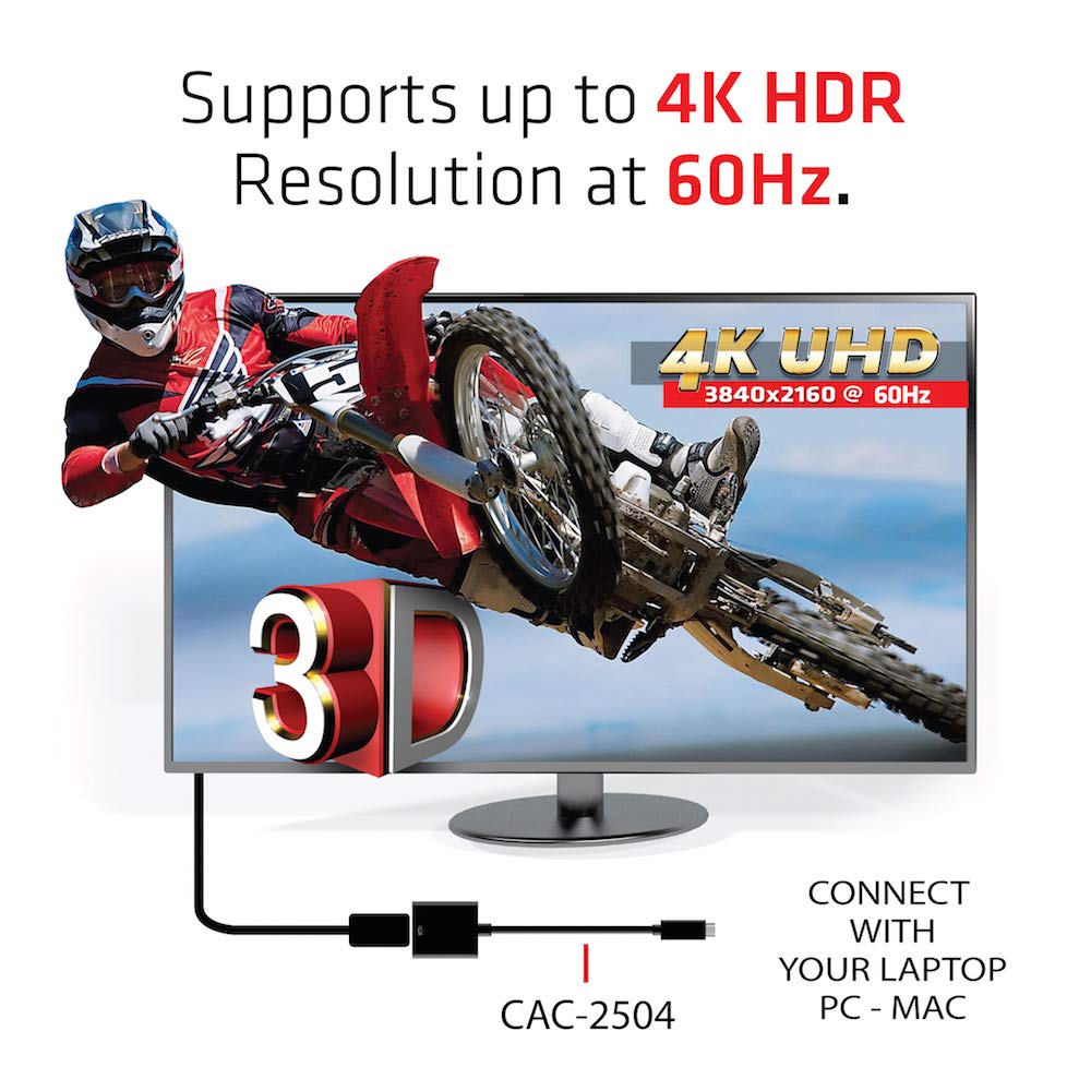 Club3D USB 3.1 Type C to HDMI 2.0b HDR (High Dynamic Range) 4K 60Hz Active Adapter (CAC-2504)