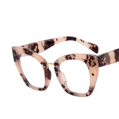 Europa USA Retro Katzenauge Übergröße Rahmen Damen Brille Mehrfarbig Flacher Spiegel Trendige Persönlichkeitsbrille