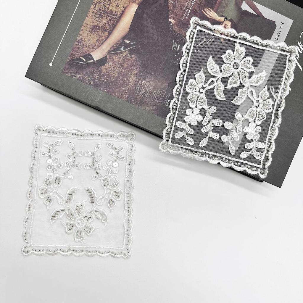 Exquisite Mesh Sequins Floral Embroidery Pocket Cloth Sticker Lace Applique Skirt Dress Jeans Diy Accessories