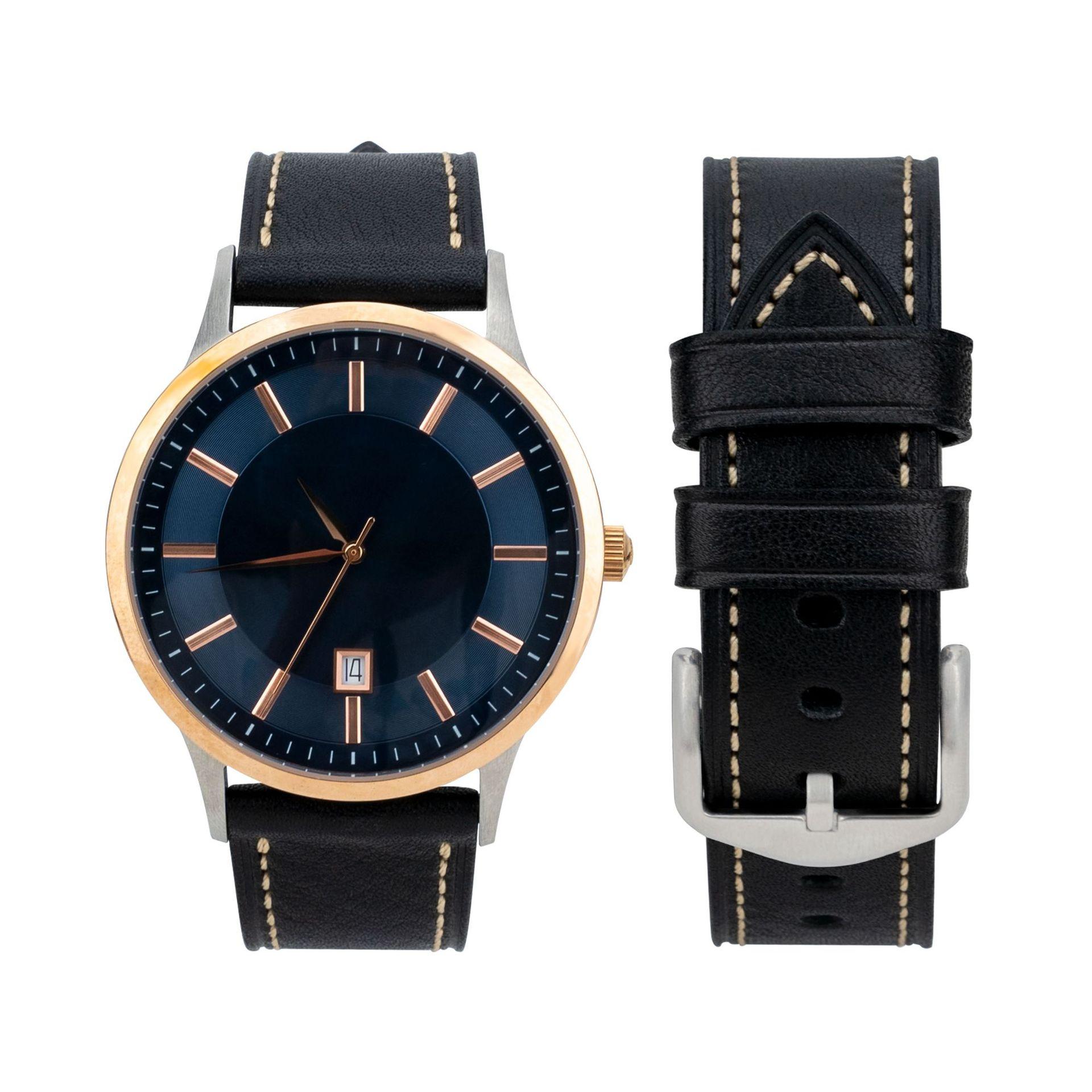 Blue Mbox First Layer Leather Strap 18/20/22/24Mm Hand Trimmed Polished Soft Cowhide Watch Strap Male 18mm