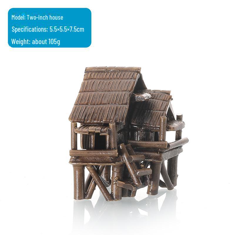 Ceramic Fish Tank Decoration: Water-Absorbing Stone Ornament for Aquariums, Gardens, and Bonsai – Thatched and Bamboo Houses.